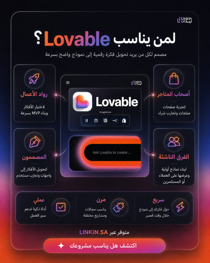 الفئة المستهدفة لوفابل برو Lovable Pro,طريقة استخدام لوفابل برو How to use Lovable Pro,مميزات لوفابل برو Lovable Pro features,اشتراك لوفابل برو Lovable Pro