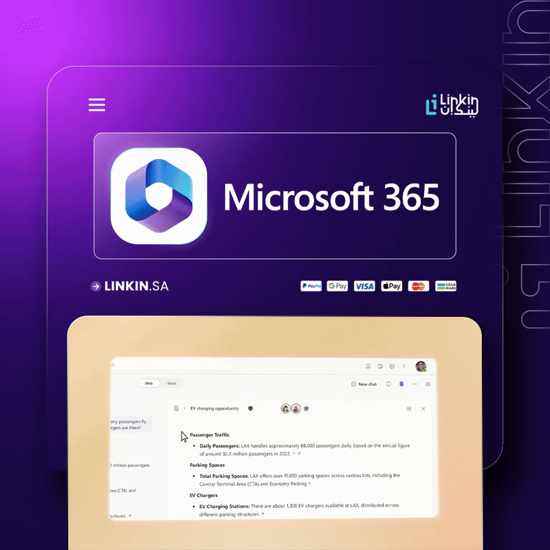 Microsoft office 365 one year with OneDrive 1Tb Linkin.sa,اشتراك مايكروسوفت أوفيس 365 لمدة سنة مع ون درايف,تفعيل اشتراك Microsoft 365 الرسمي لمدة عام - منصة لينك ان,حزمة برامج أوفيس 365 اشتراك سنوي وتخزين سحابي